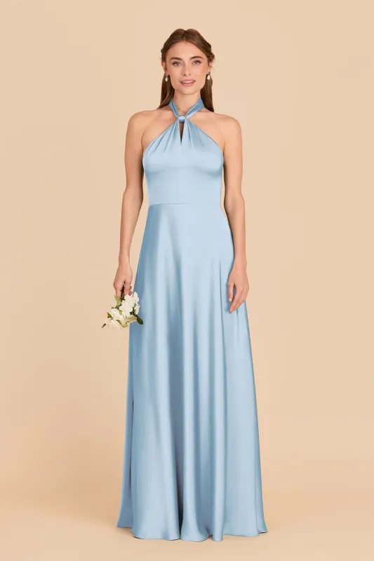 Monica Matte Satin Dress - Sky Blue sold by Birdy Grey
