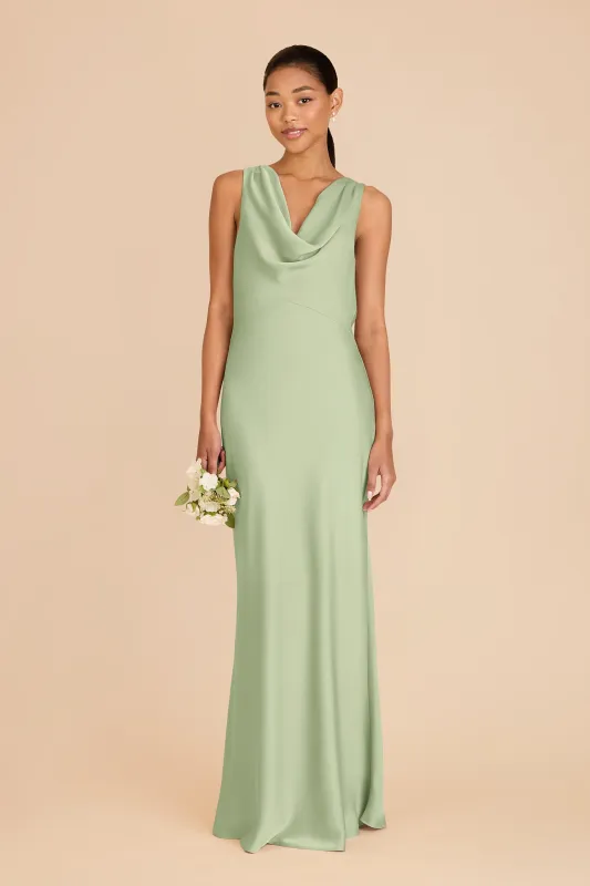 Bonnie Matte Satin Dress - Pistachio sold by Birdy Grey