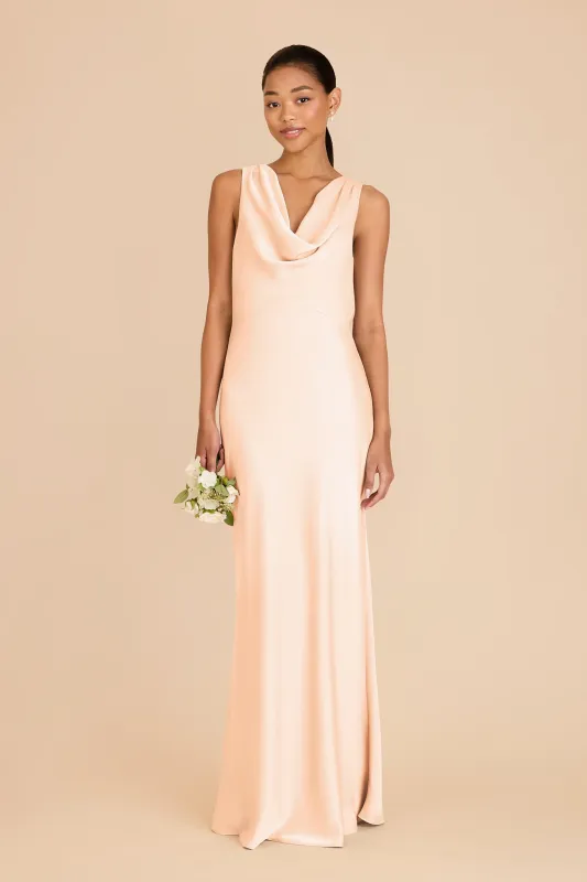 Bonnie Matte Satin Dress - Peach Cream sold by Birdy Grey