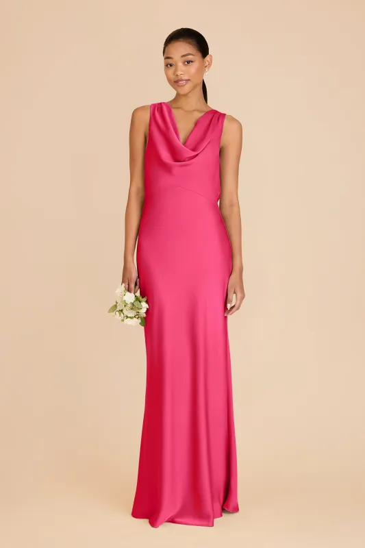 Bonnie Matte Satin Dress - Fuchsia sold by Birdy Grey