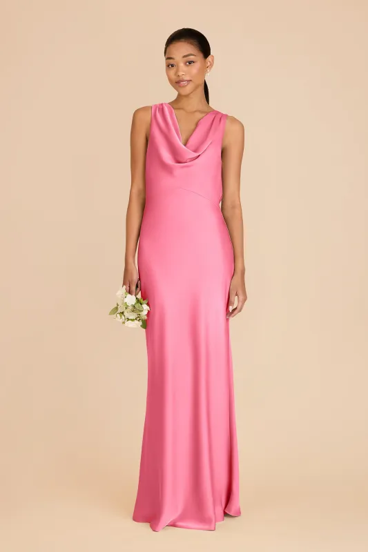 Bonnie Matte Satin Dress - Bon Bon Pink sold by Birdy Grey