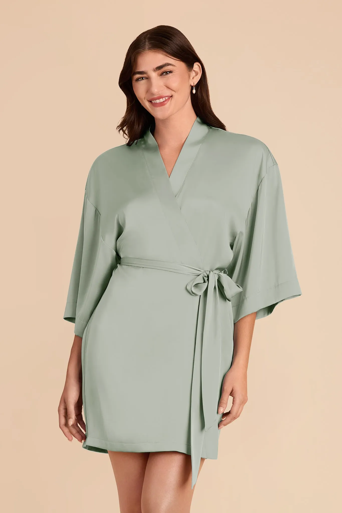 Karen Matte Satin Robe - Sage sold by Birdy Grey product image thumbnail 3