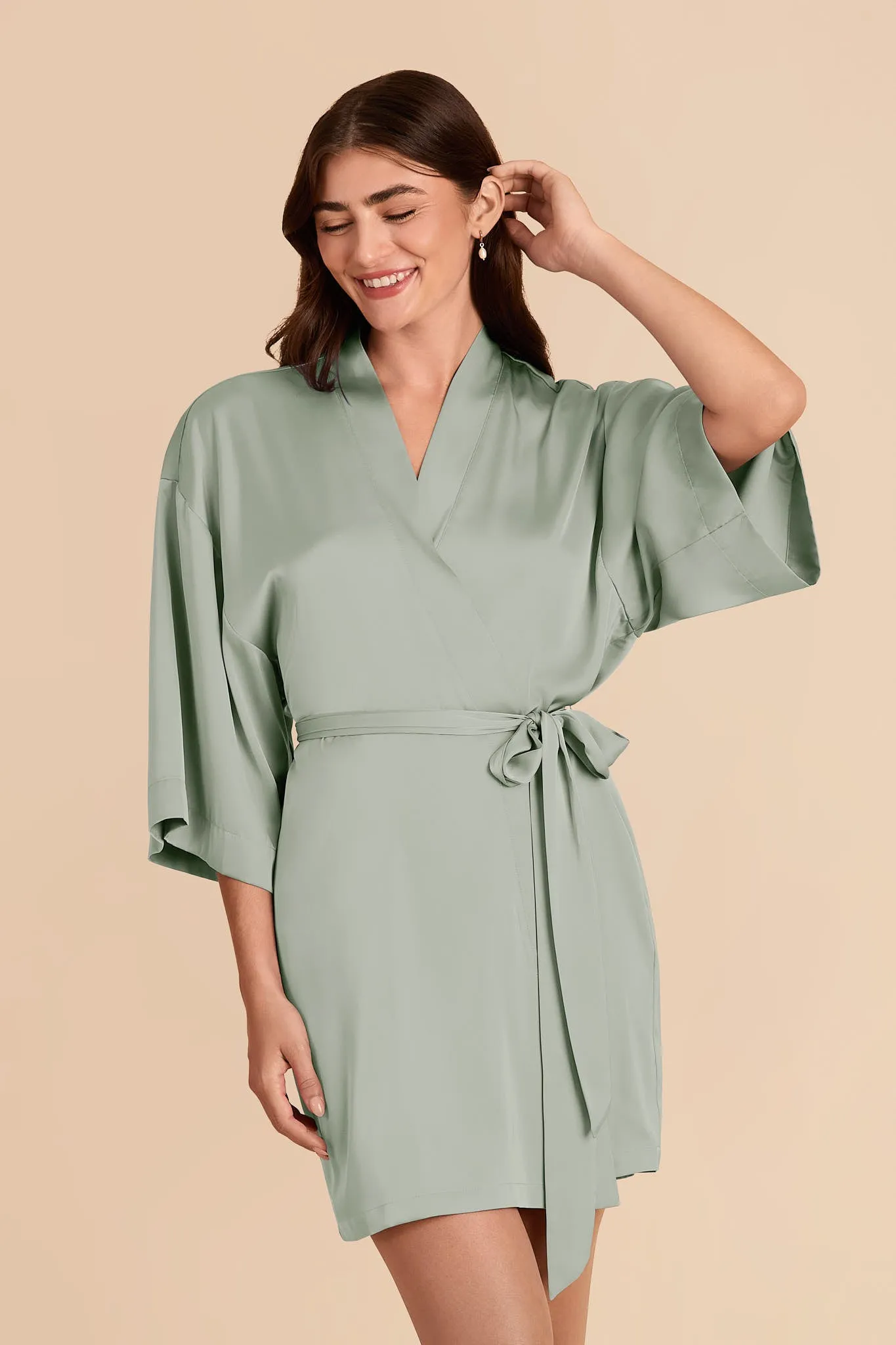 Karen Matte Satin Robe - Sage sold by Birdy Grey product image thumbnail 4