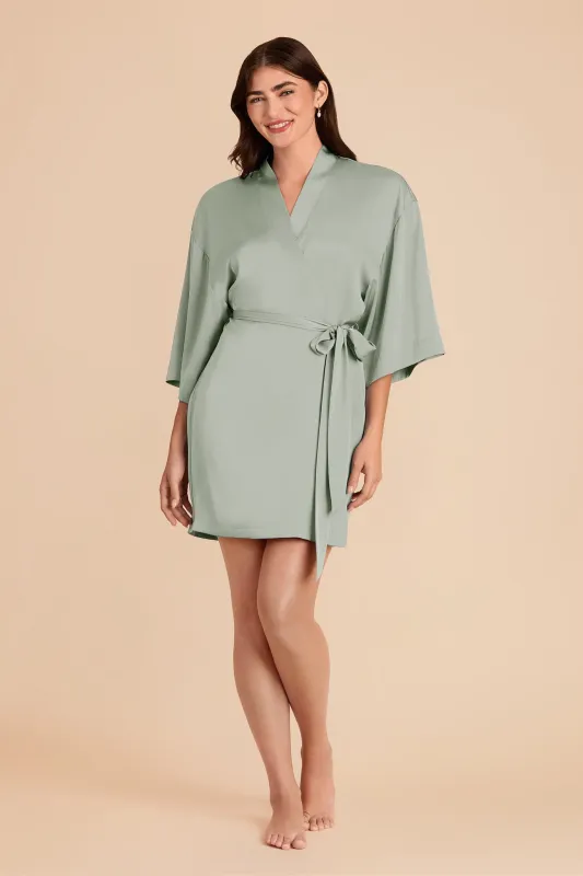 Karen Matte Satin Robe - Sage sold by Birdy Grey