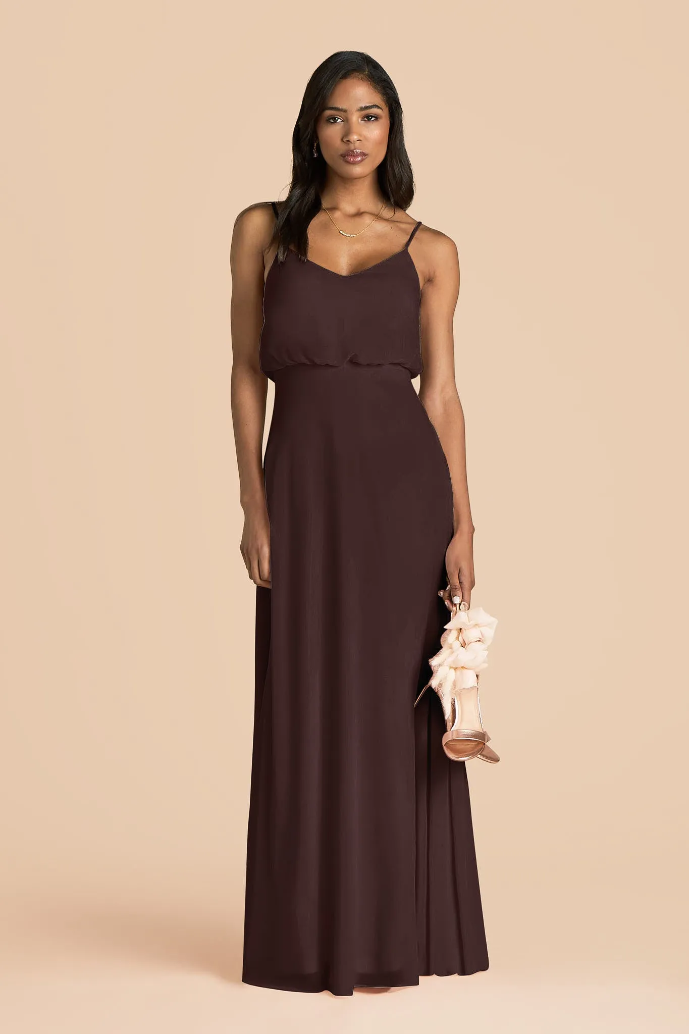 Gwennie Chiffon Dress - Espresso sold by Birdy Grey