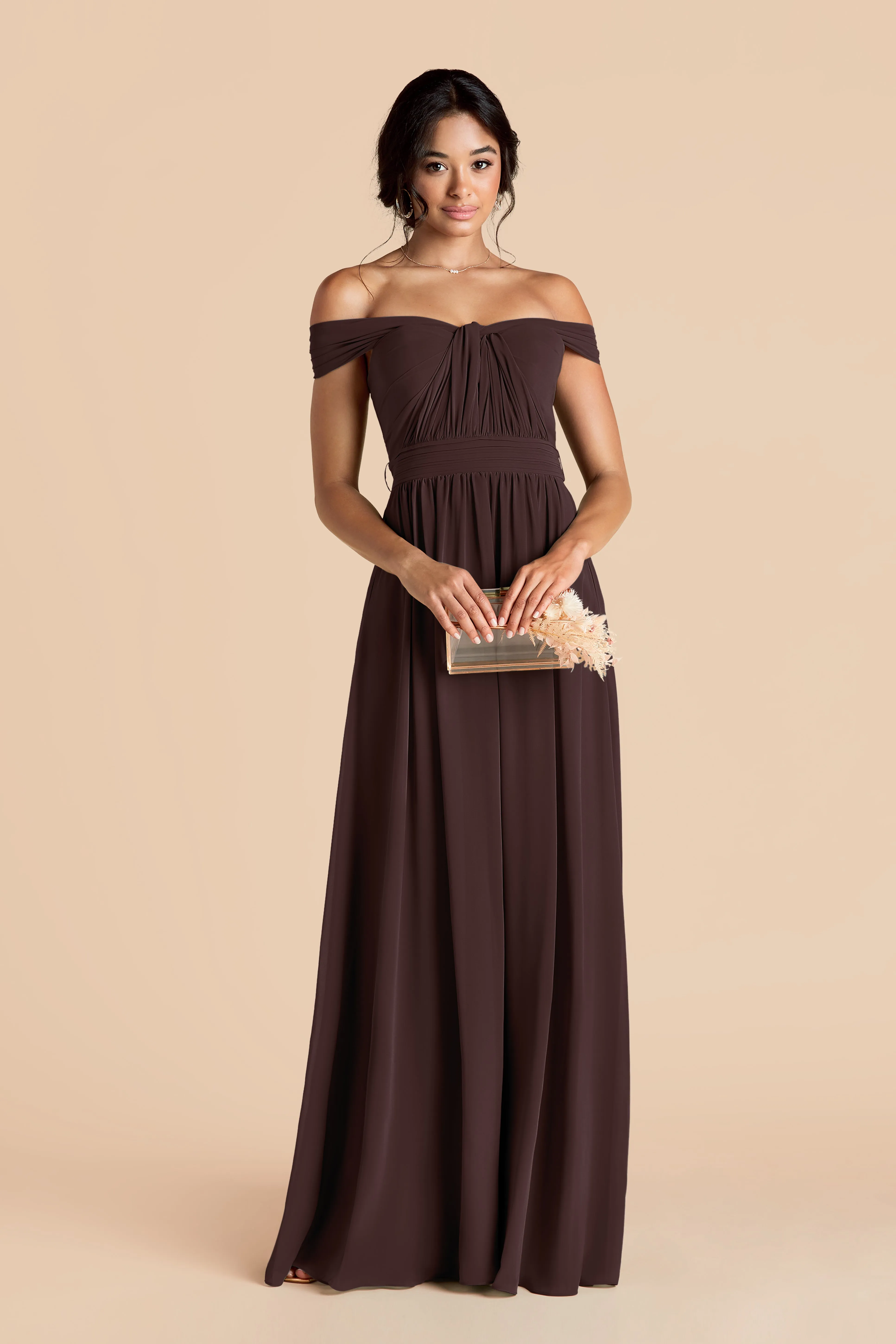 Grace Chiffon Dress - Espresso sold by Birdy Grey