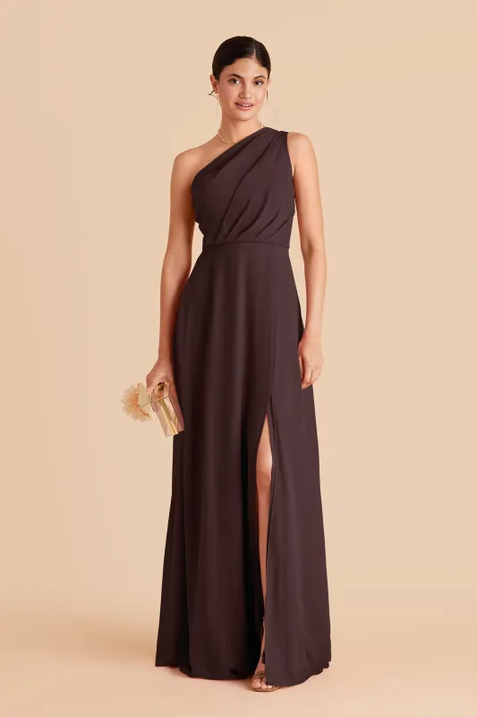 Kira Chiffon Dress With Slit - Espresso sold by Birdy Grey