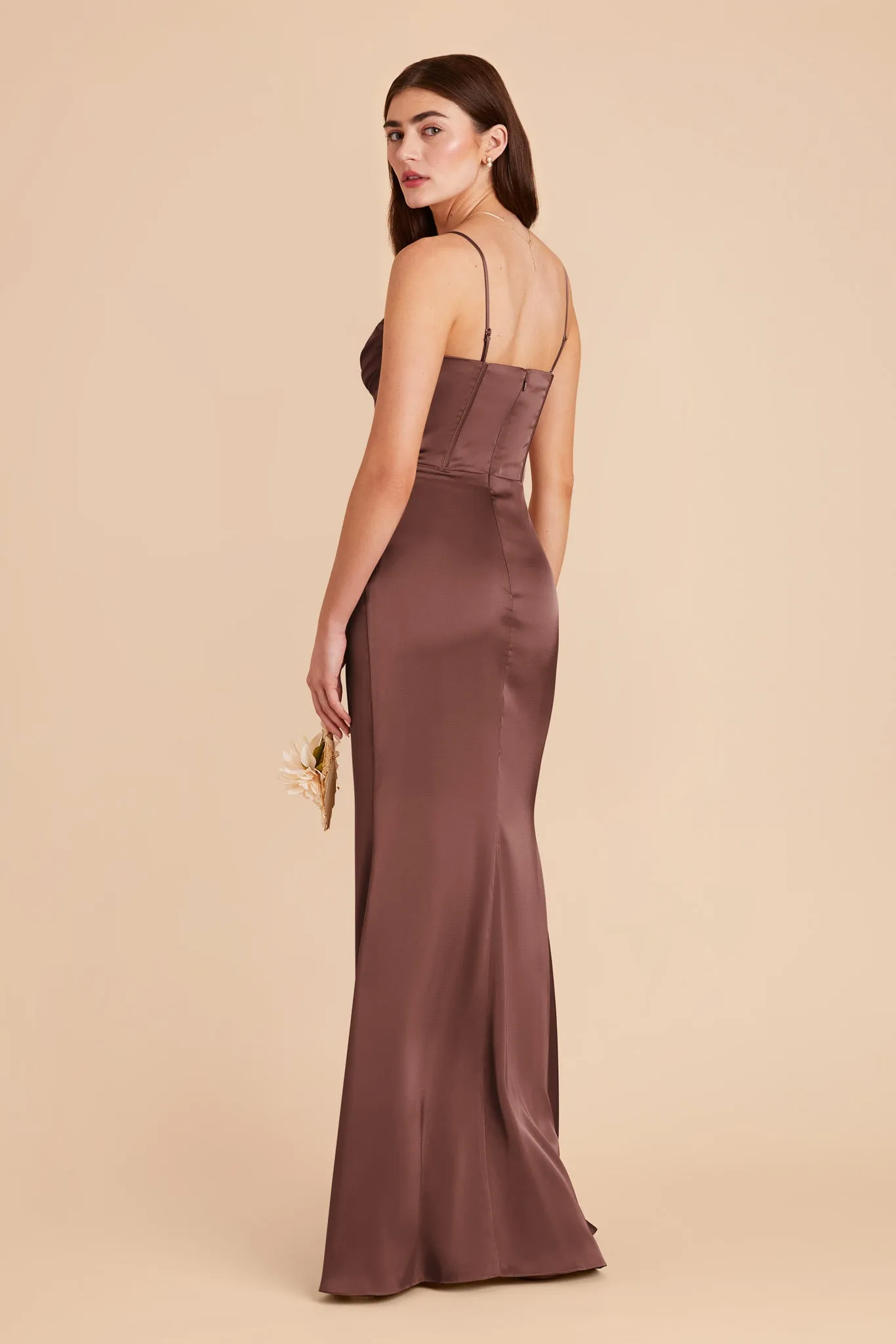 Carrie Matte Satin Dress - Chocolate Brown sold by Birdy Grey product image thumbnail 5