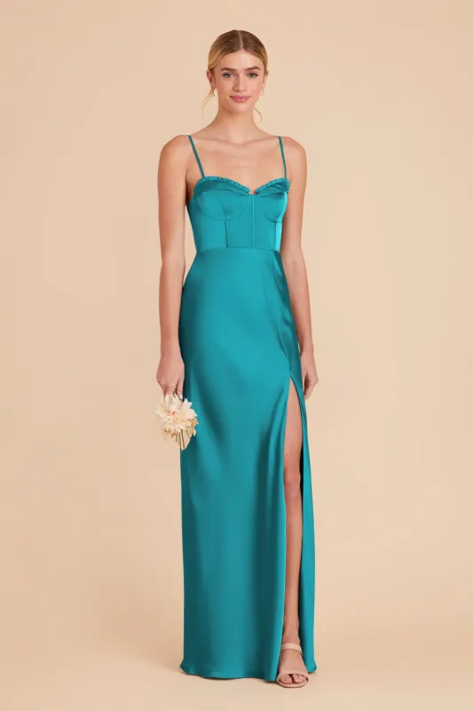 Jessica Matte Satin Dress - Teal sold by Birdy Grey