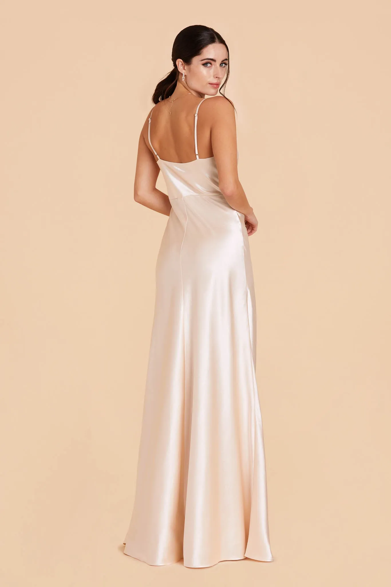 Lisa Long Shiny Satin Dress - Champagne sold by Birdy Grey product image thumbnail 5