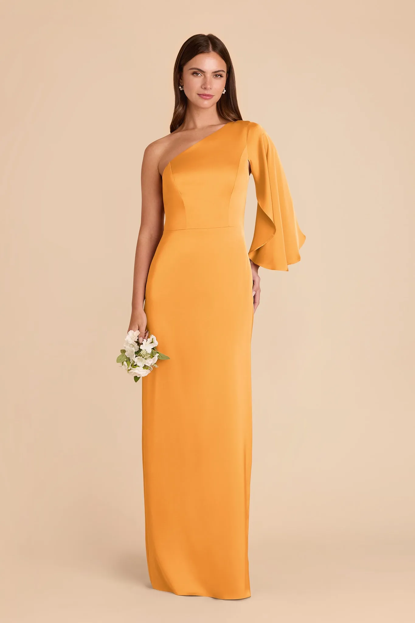 Christine Matte Satin Dress - Mango sold by Birdy Grey