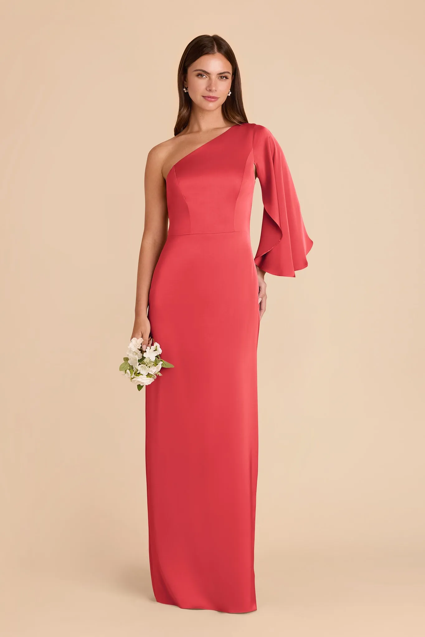 Christine Matte Satin Dress - Guava sold by Birdy Grey