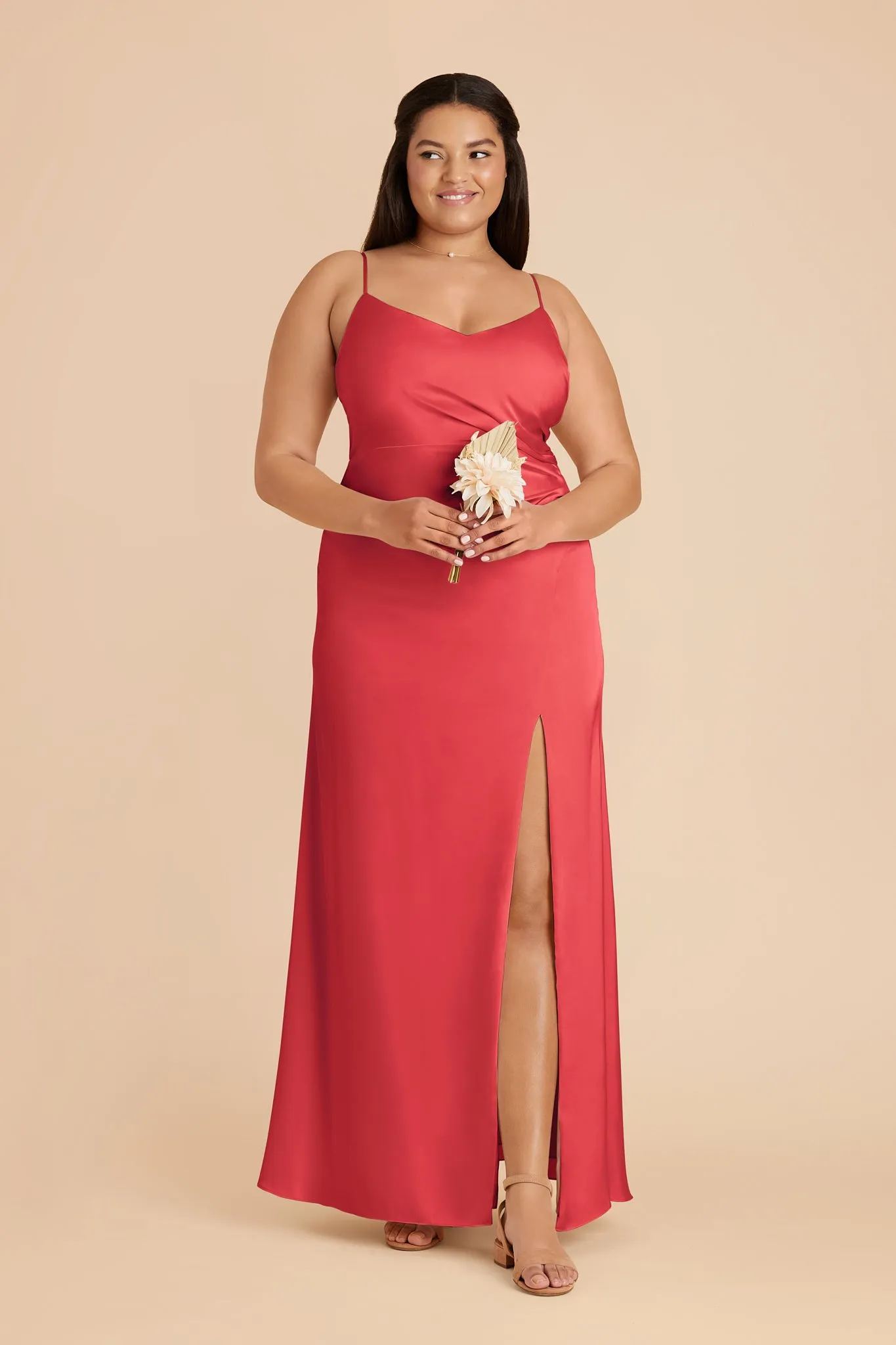 Catherine Matte Satin Dress - Guava sold by Birdy Grey product image thumbnail 4