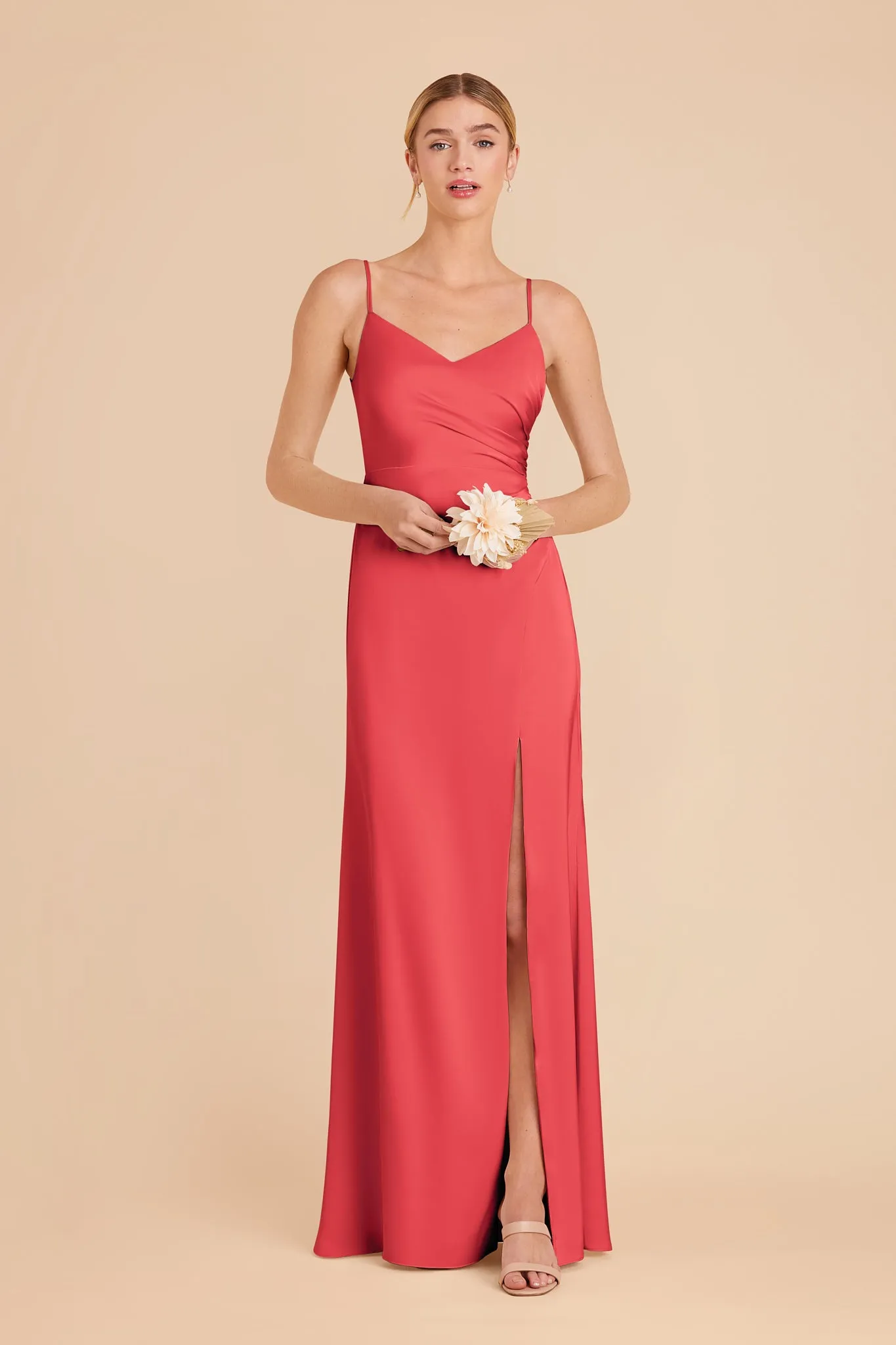 Catherine Matte Satin Dress - Guava sold by Birdy Grey