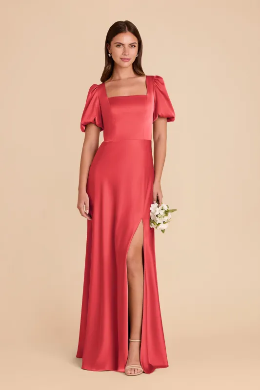 Judy Matte Satin Dress - Guava made by Birdy Grey