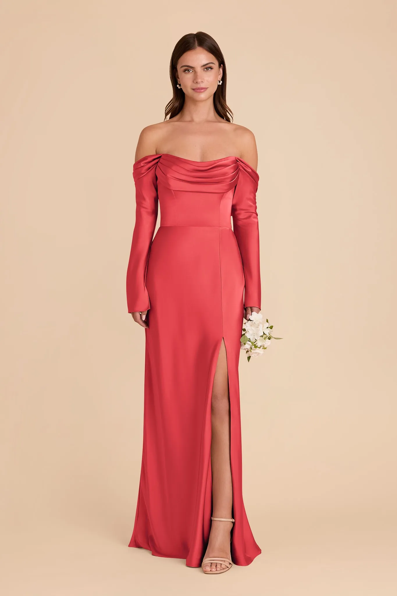 Maya Matte Satin Dress - Guava sold by Birdy Grey