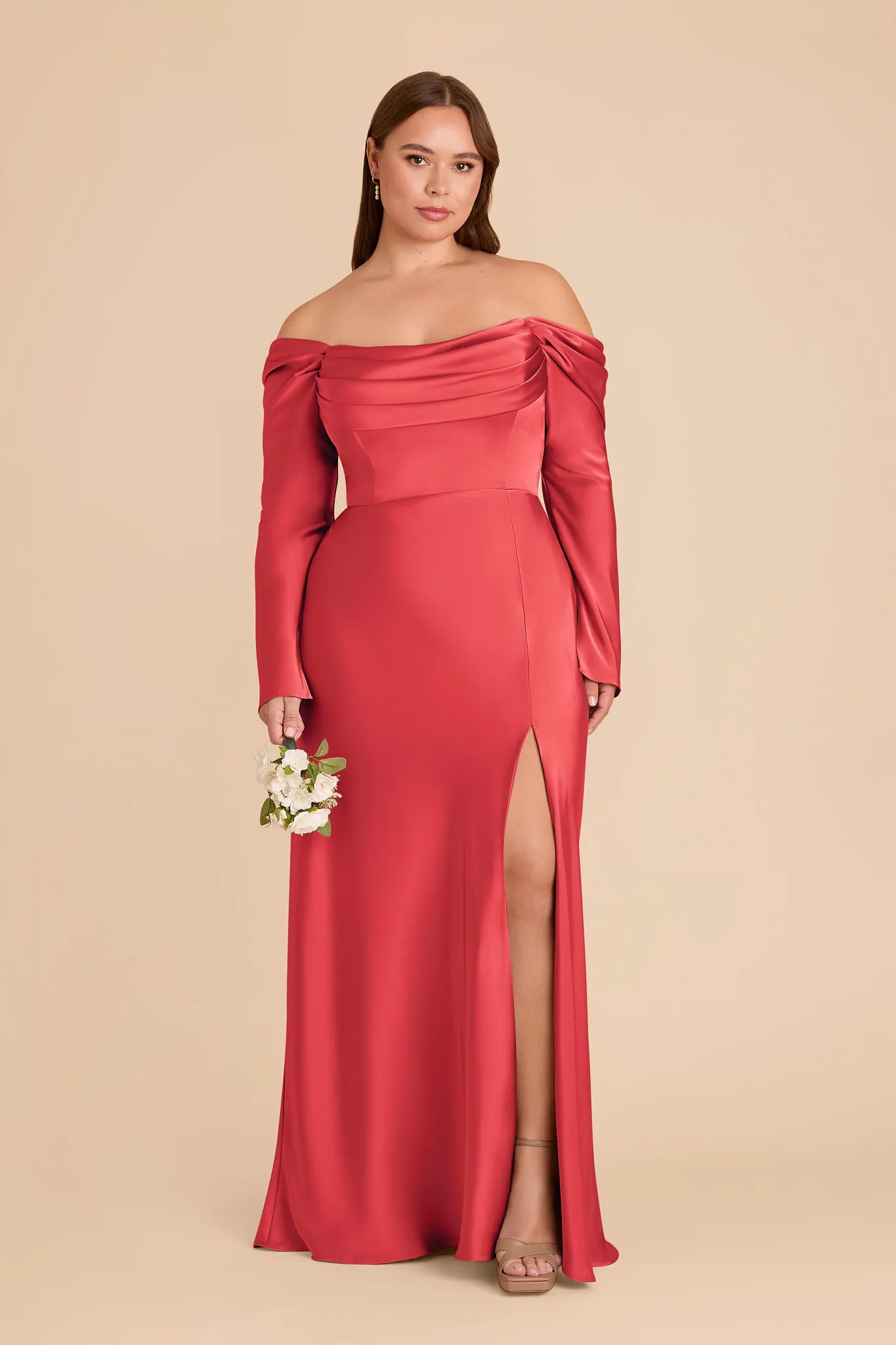 Maya Matte Satin Dress - Guava sold by Birdy Grey product image thumbnail 2