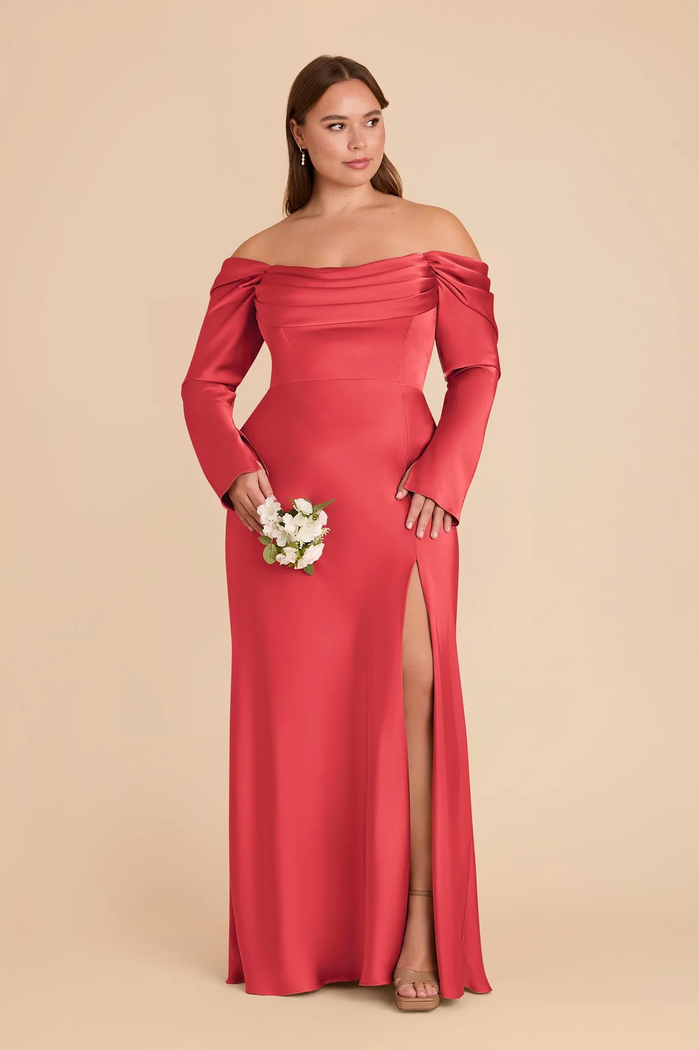 Maya Matte Satin Dress - Guava sold by Birdy Grey product image thumbnail 5