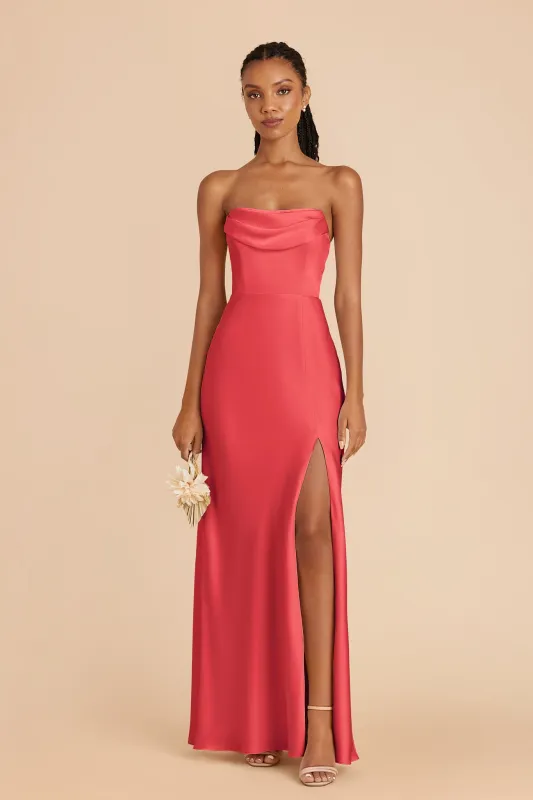 Mia Matte Satin Dress - Guava sold by Birdy Grey