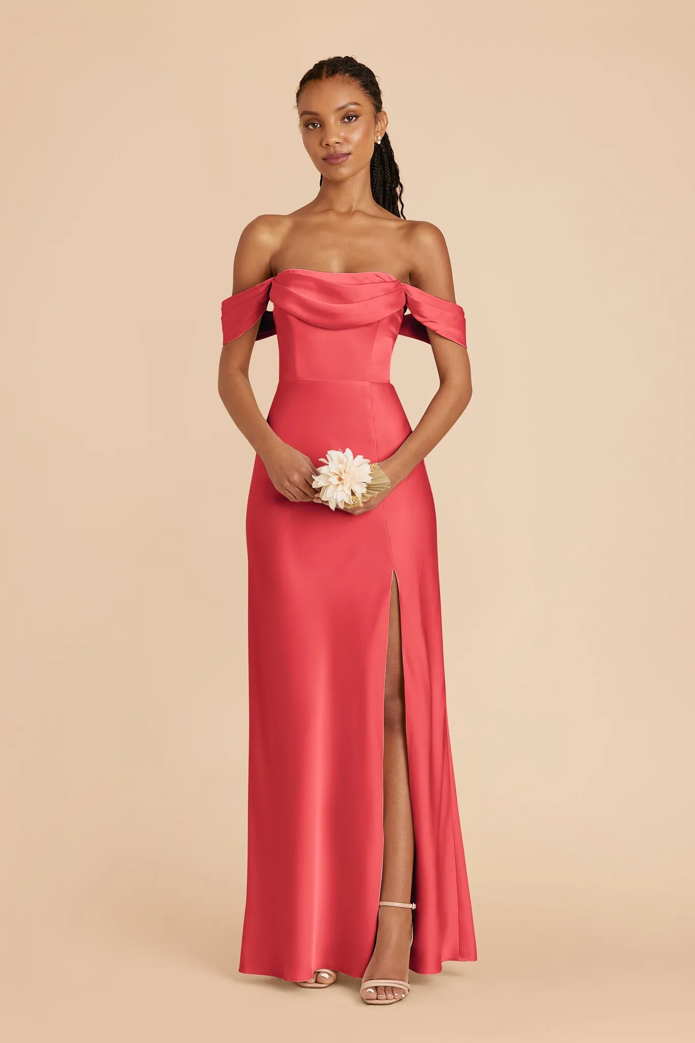 Mia Matte Satin Dress - Guava sold by Birdy Grey product image thumbnail 3