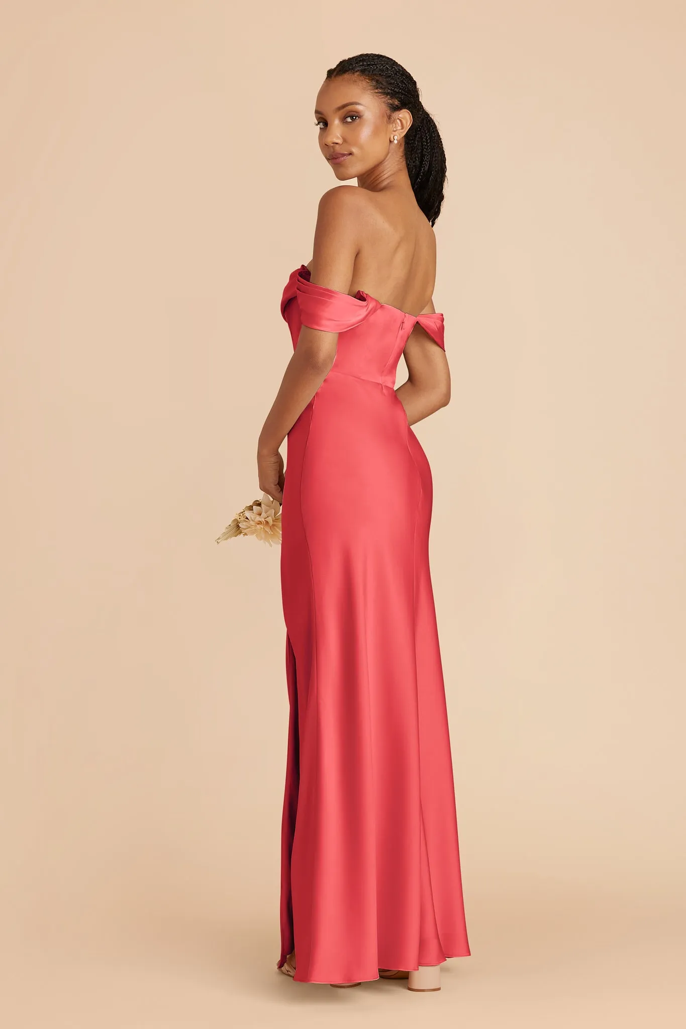 Mia Matte Satin Dress - Guava sold by Birdy Grey product image thumbnail 5