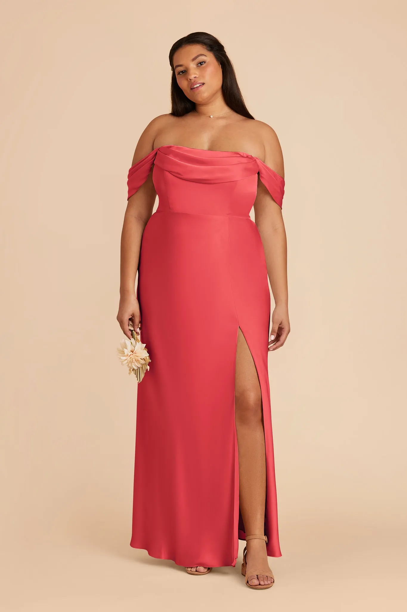 Mia Matte Satin Dress - Guava sold by Birdy Grey product image thumbnail 2