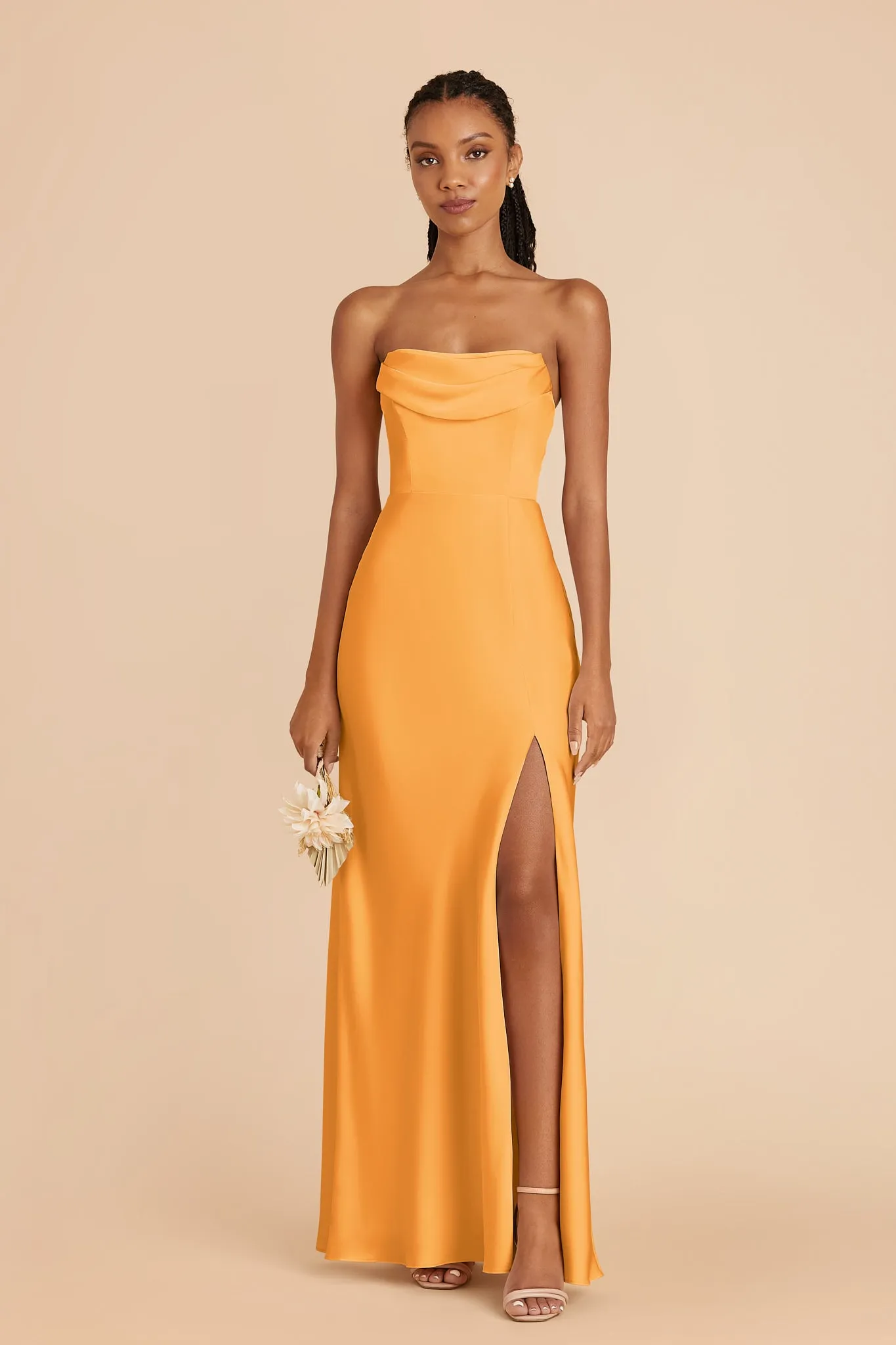 Mia Matte Satin Dress - Mango sold by Birdy Grey