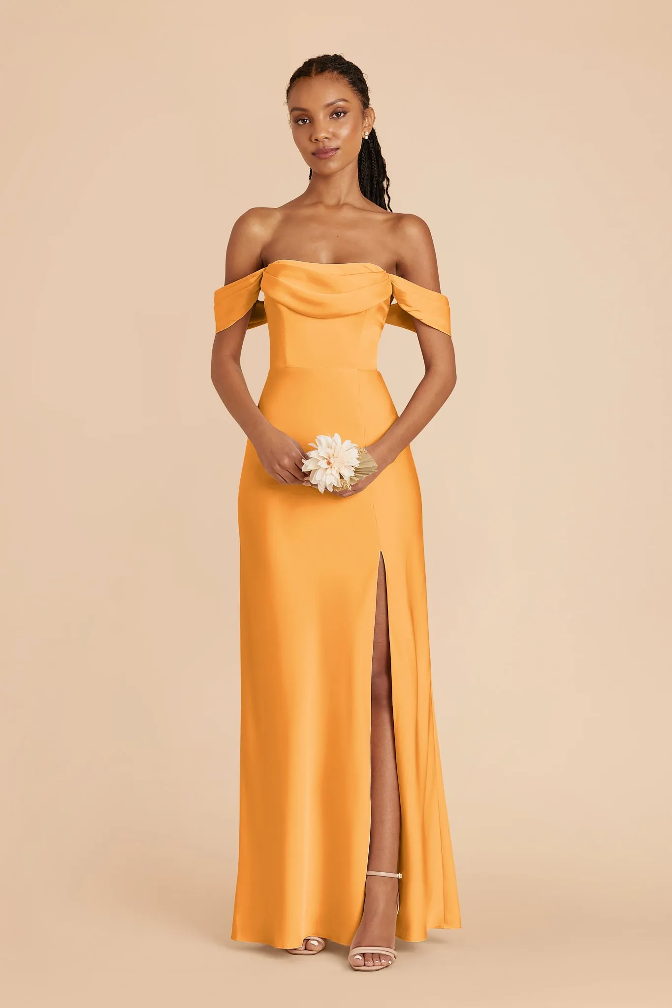 Mia Matte Satin Dress - Mango sold by Birdy Grey product image thumbnail 3
