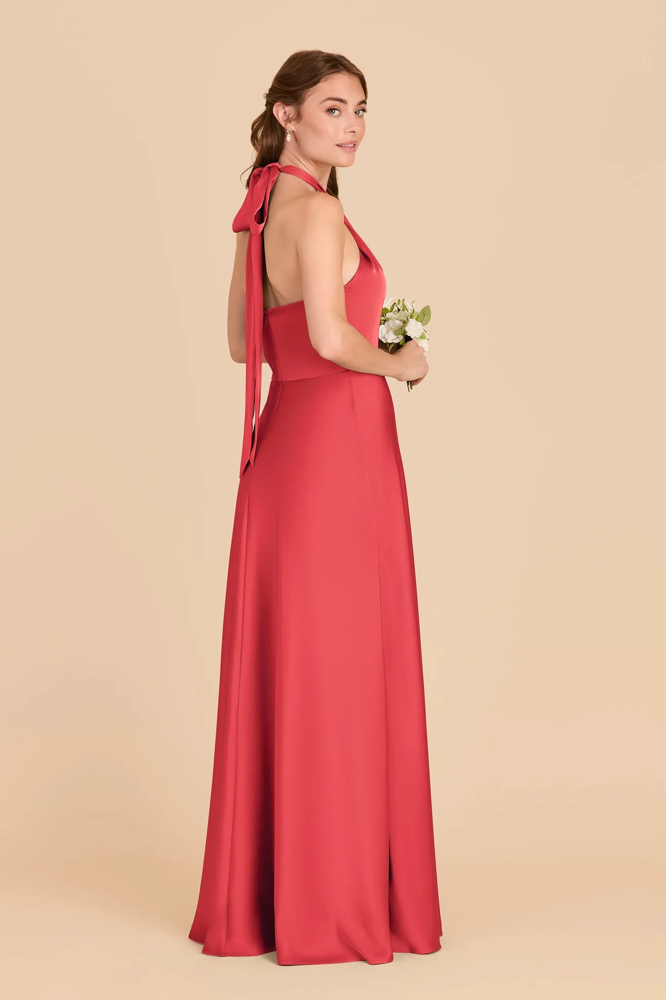 Monica Matte Satin Dress - Guava sold by Birdy Grey product image thumbnail 4