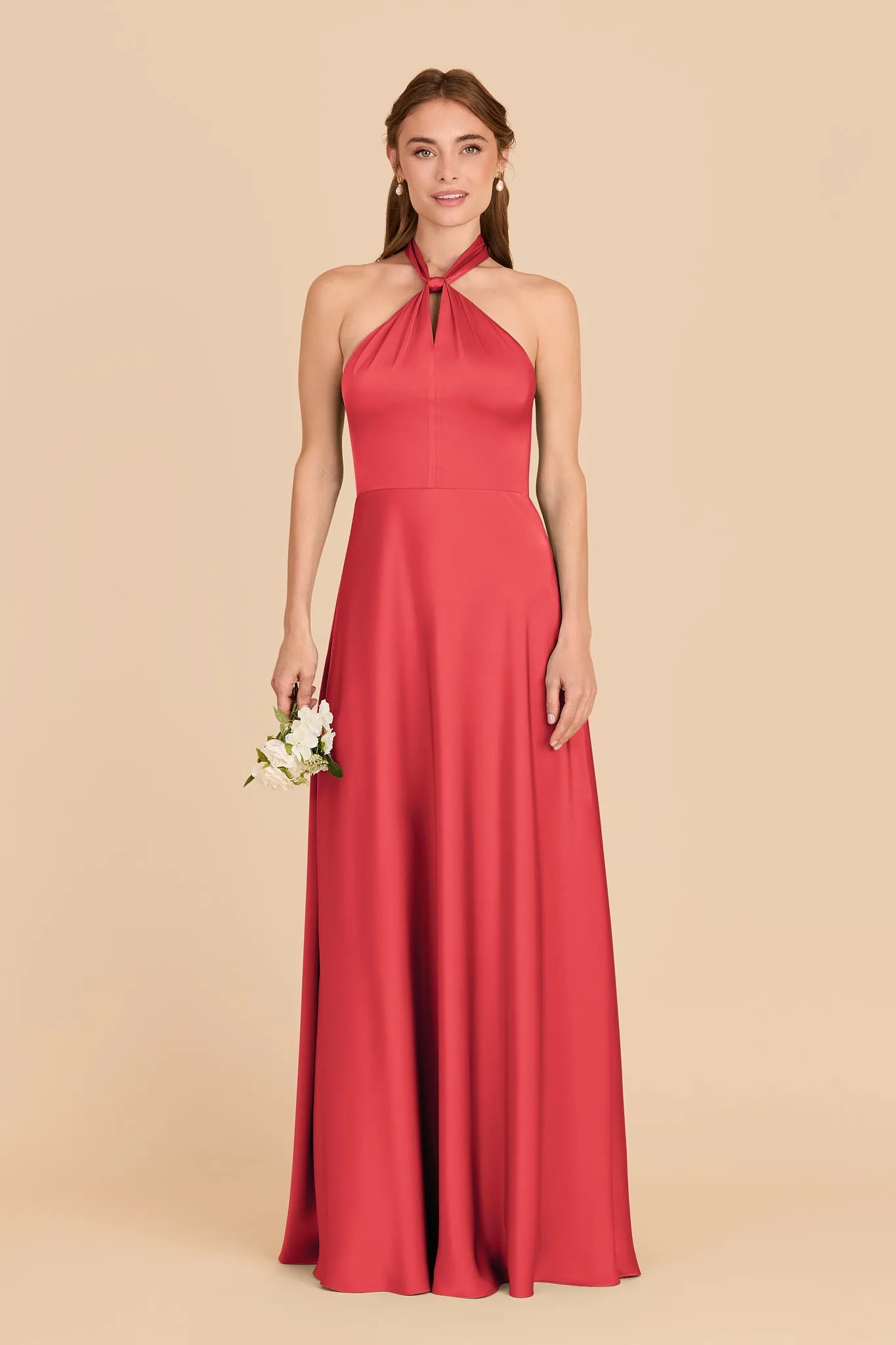 Monica Matte Satin Dress - Guava sold by Birdy Grey