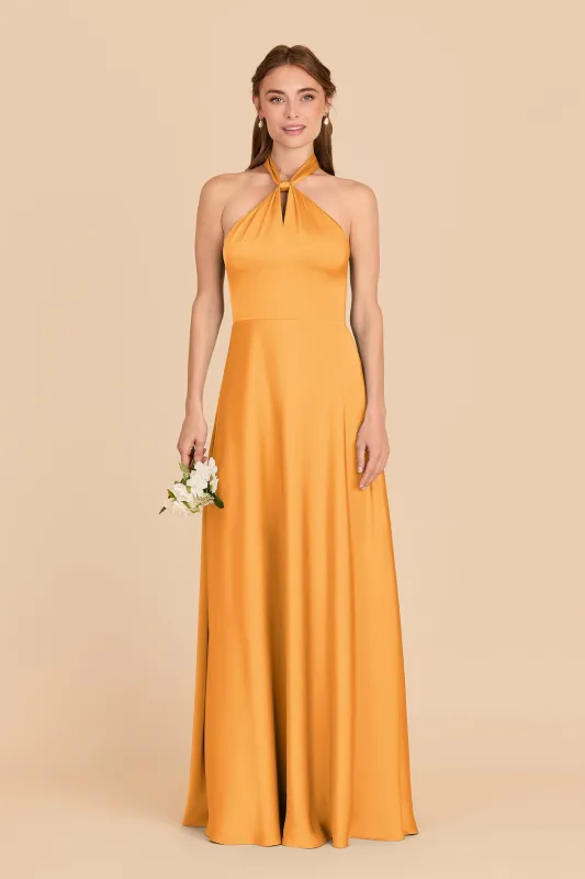 Monica Matte Satin Dress - Mango sold by Birdy Grey