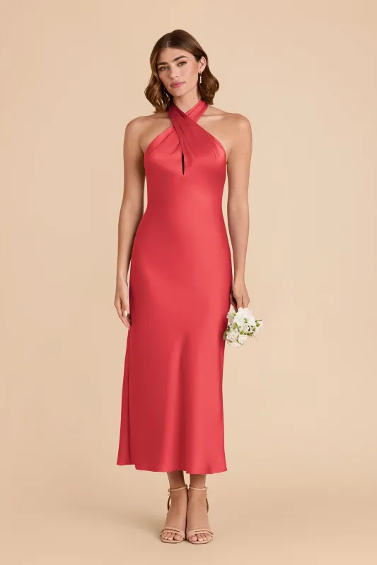 Monique Matte Satin Dress - Guava sold by Birdy Grey