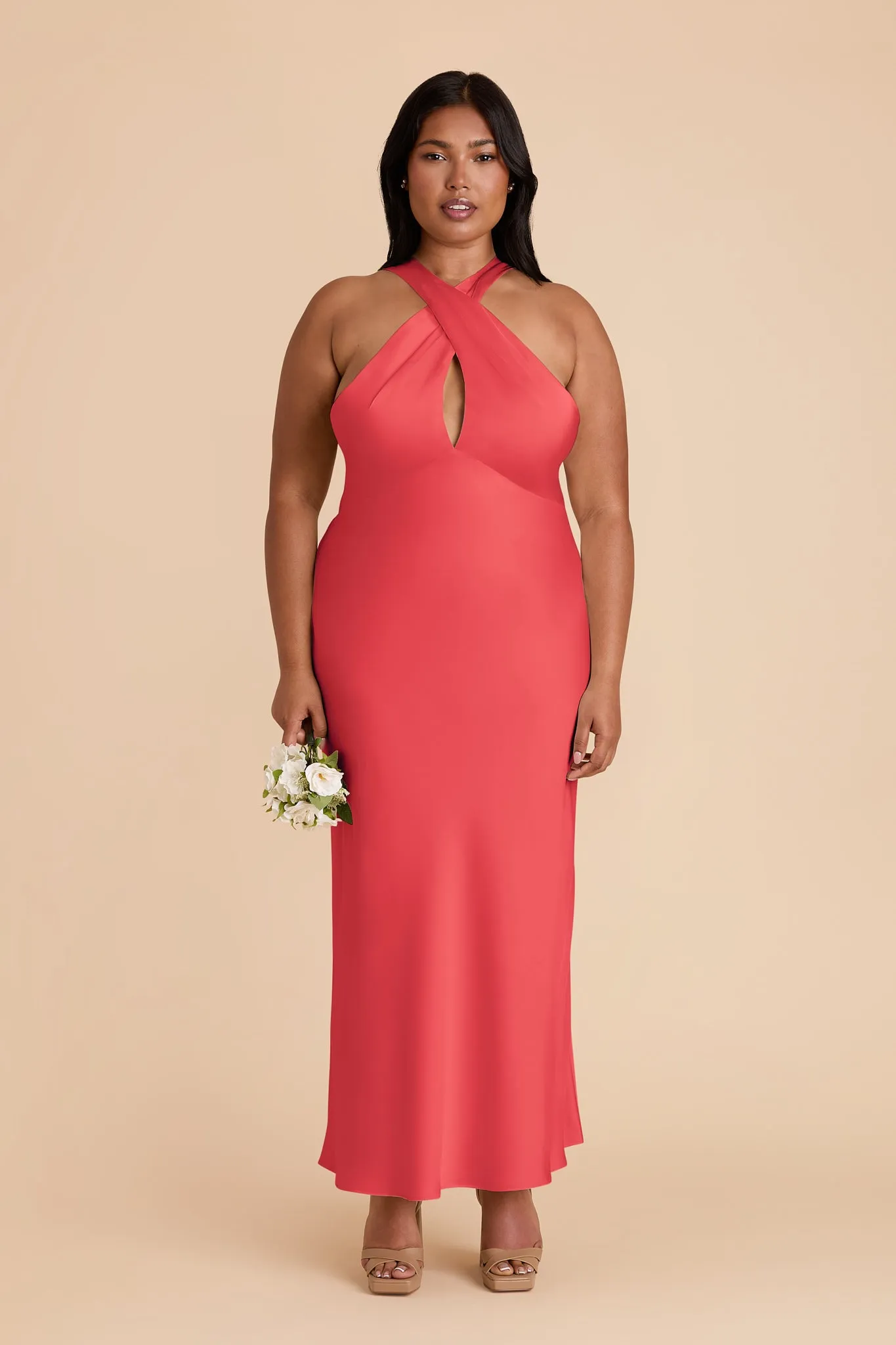 Monique Matte Satin Dress - Guava sold by Birdy Grey product image thumbnail 2