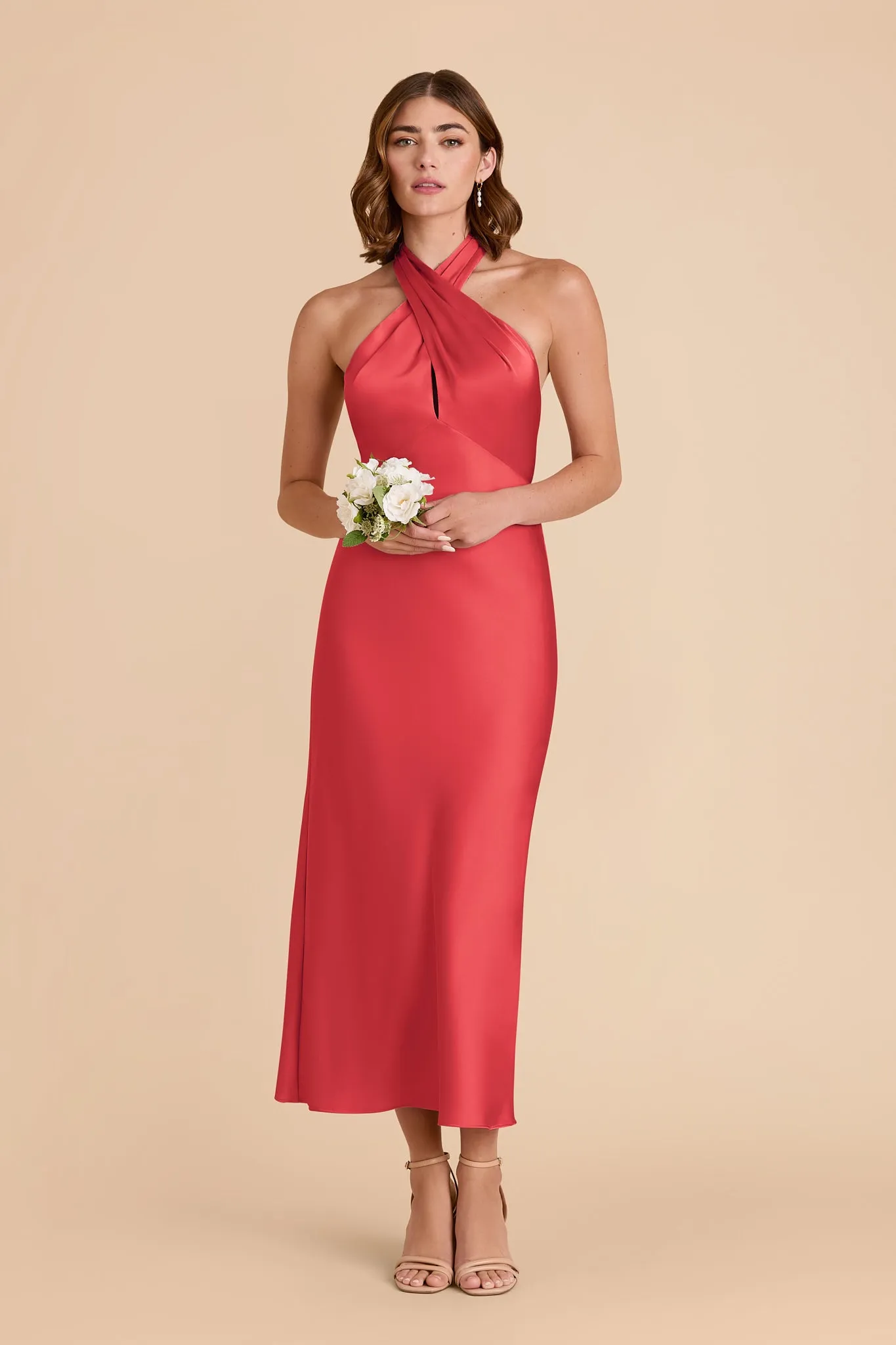 Monique Matte Satin Dress - Guava sold by Birdy Grey product image thumbnail 3