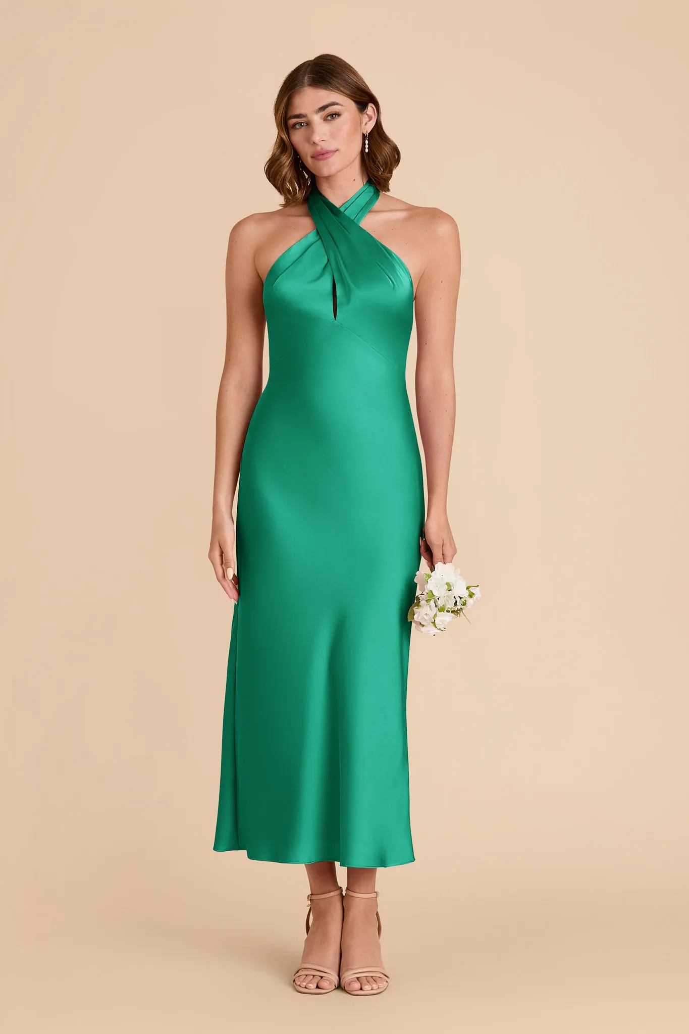 Monique Matte Satin Dress - Turquoise sold by Birdy Grey