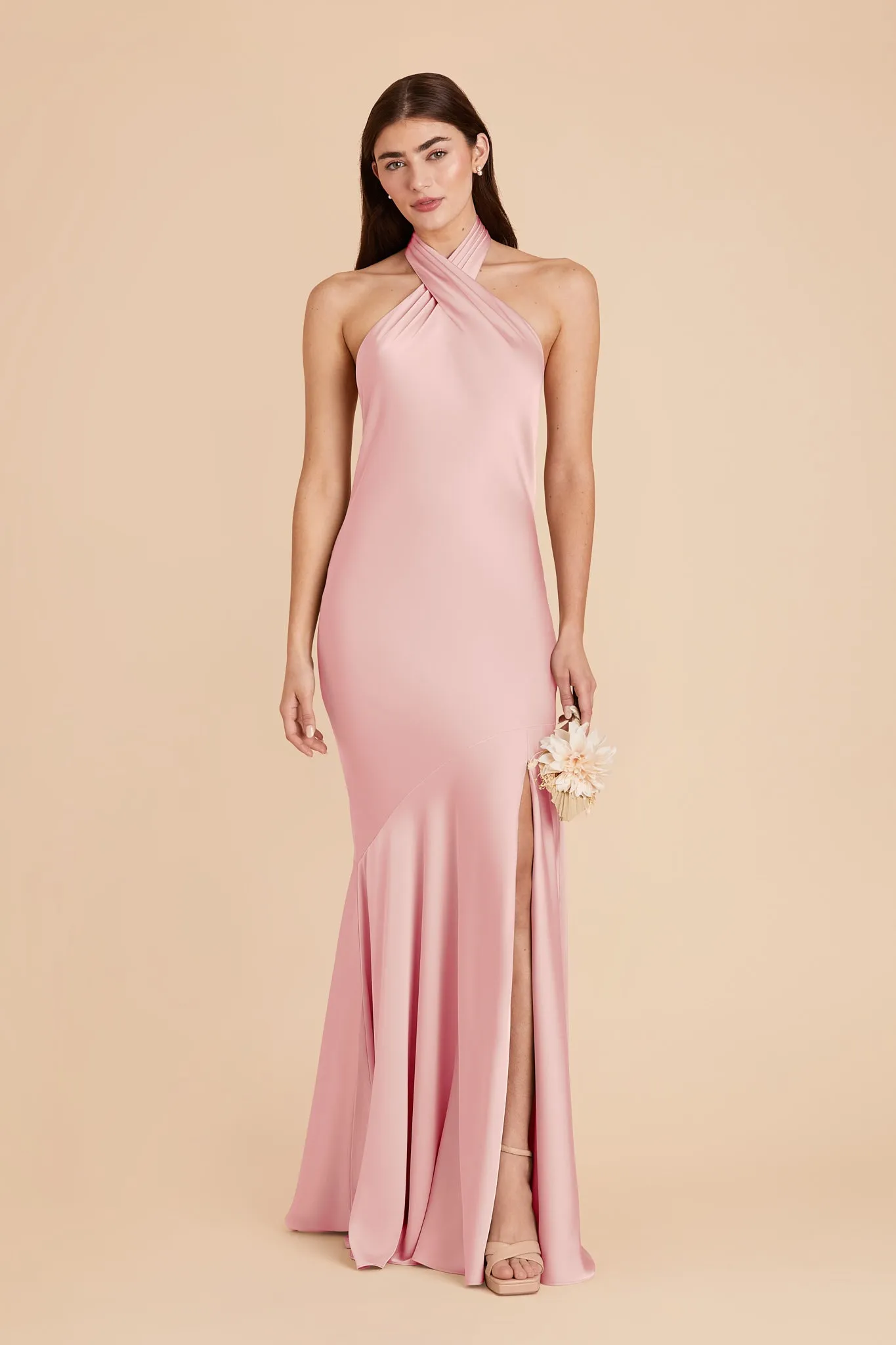 Stephanie Matte Satin Dress - Fondant Pink sold by Birdy Grey