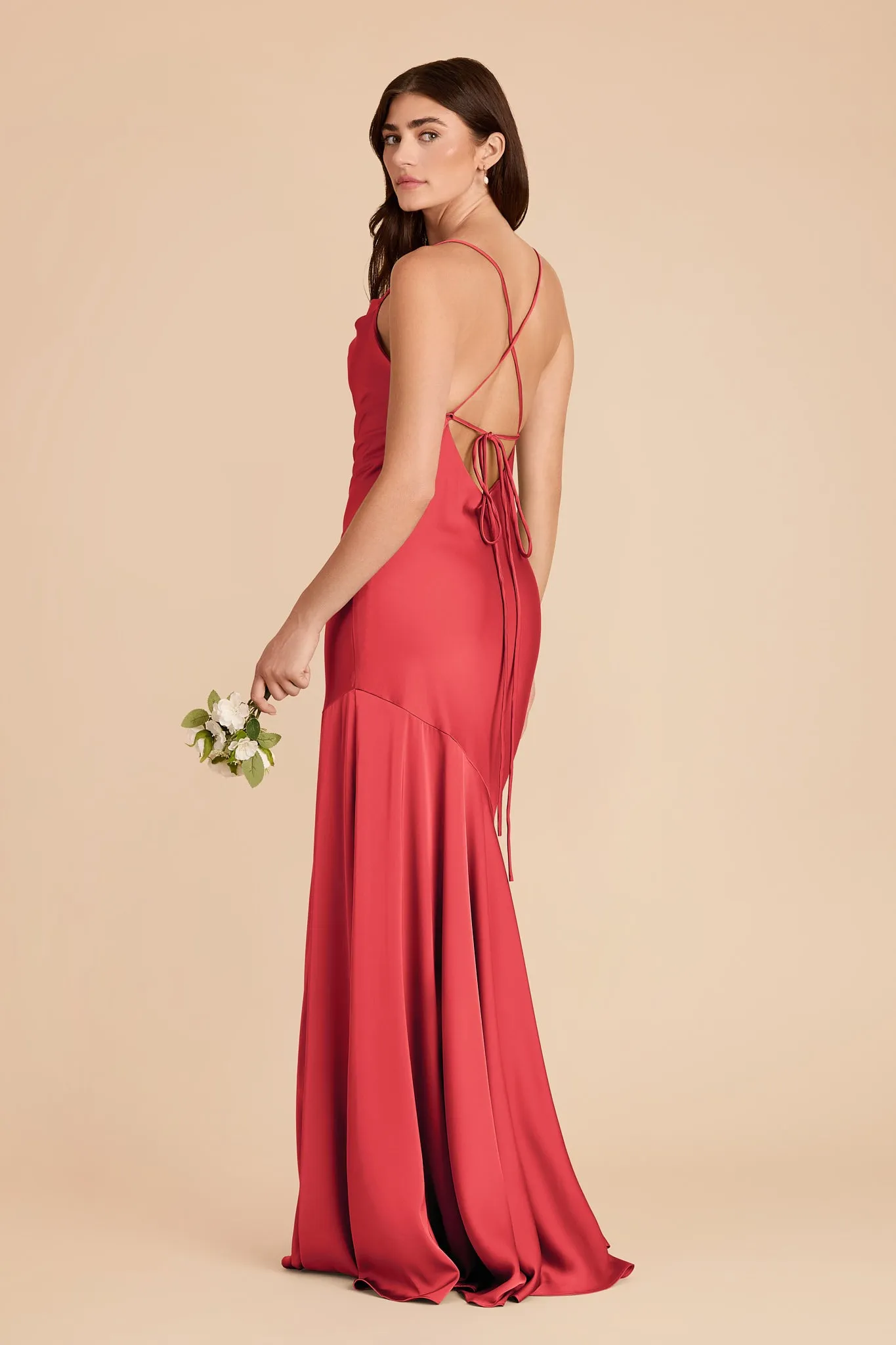 Olivia Matte Satin Dress - Guava sold by Birdy Grey product image thumbnail 5