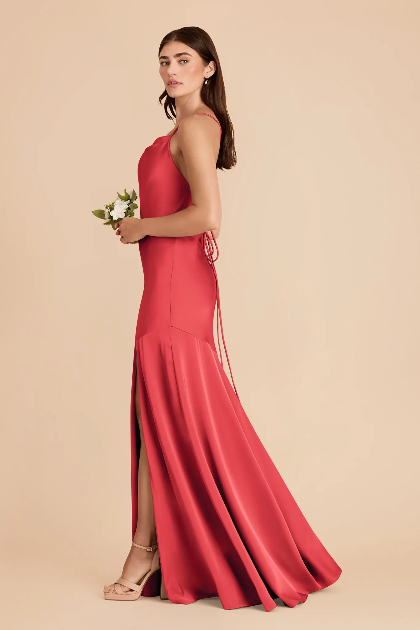Olivia Matte Satin Dress - Guava sold by Birdy Grey product image thumbnail 4