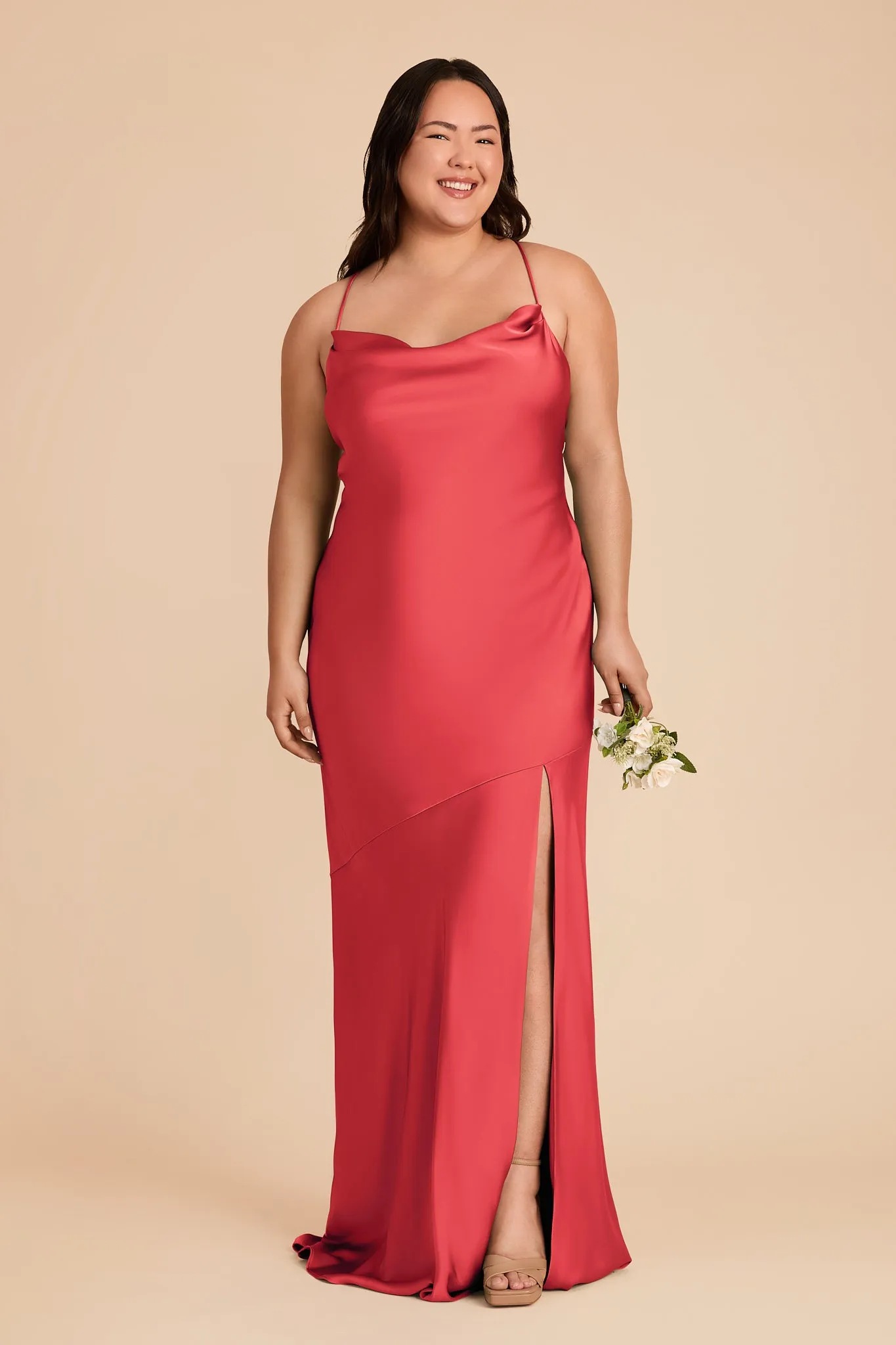 Olivia Matte Satin Dress - Guava sold by Birdy Grey product image thumbnail 2