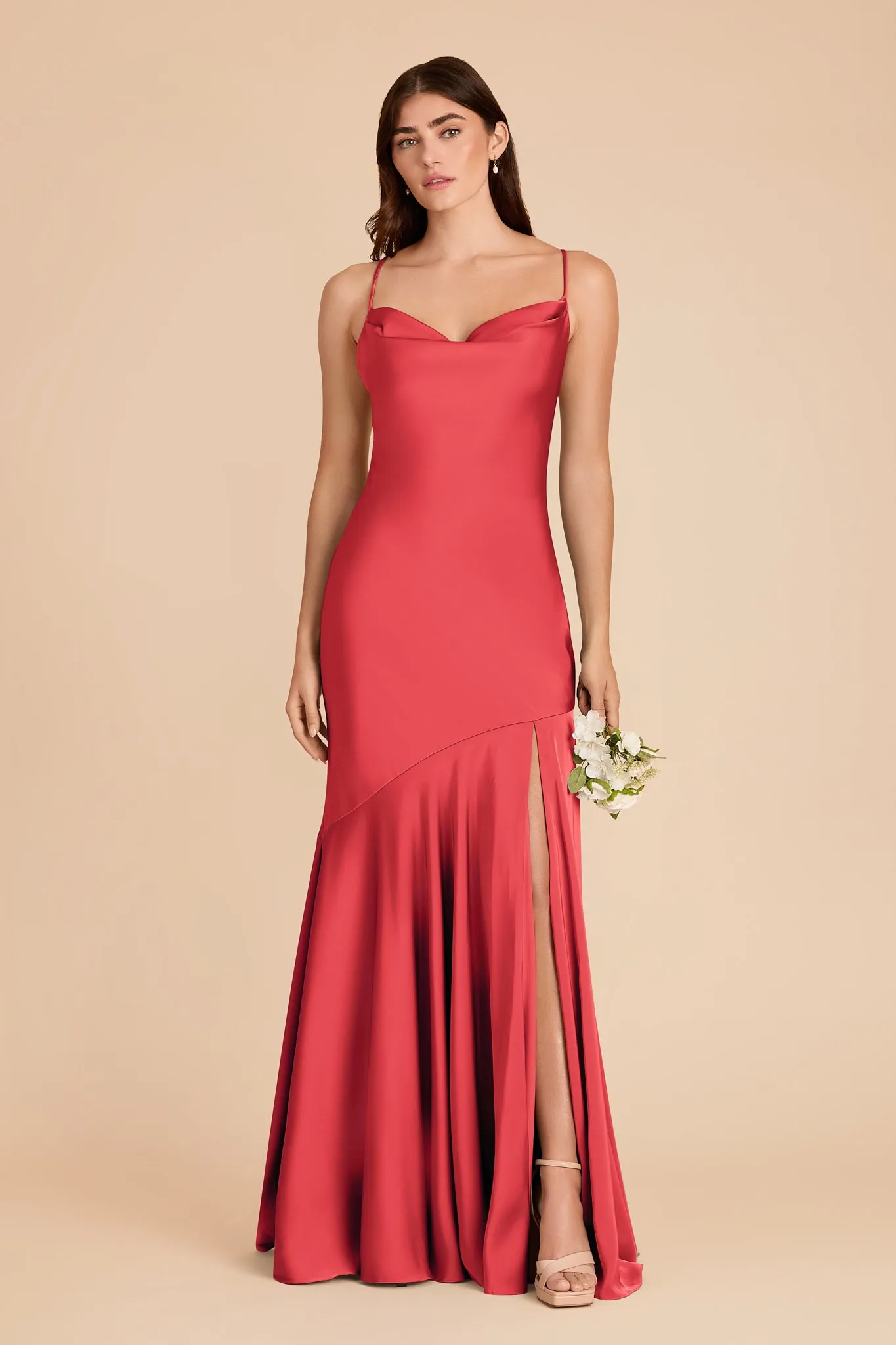 Olivia Matte Satin Dress - Guava sold by Birdy Grey