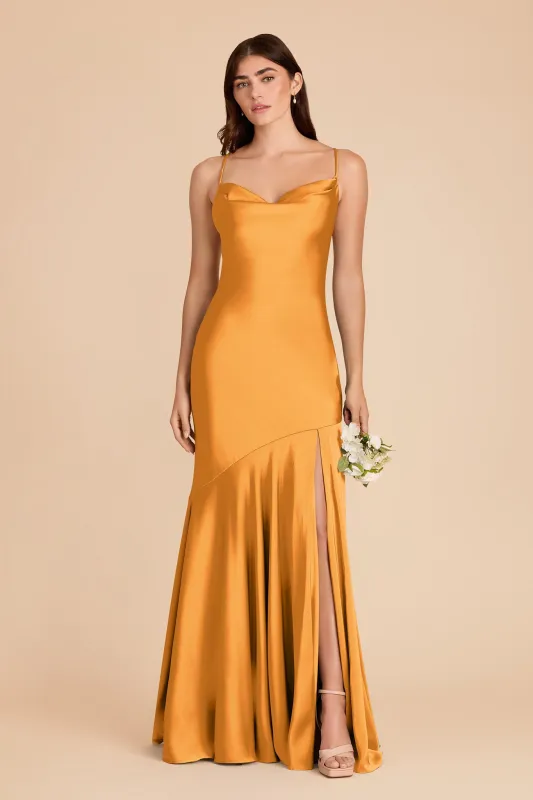 Olivia Matte Satin Dress - Mango sold by Birdy Grey