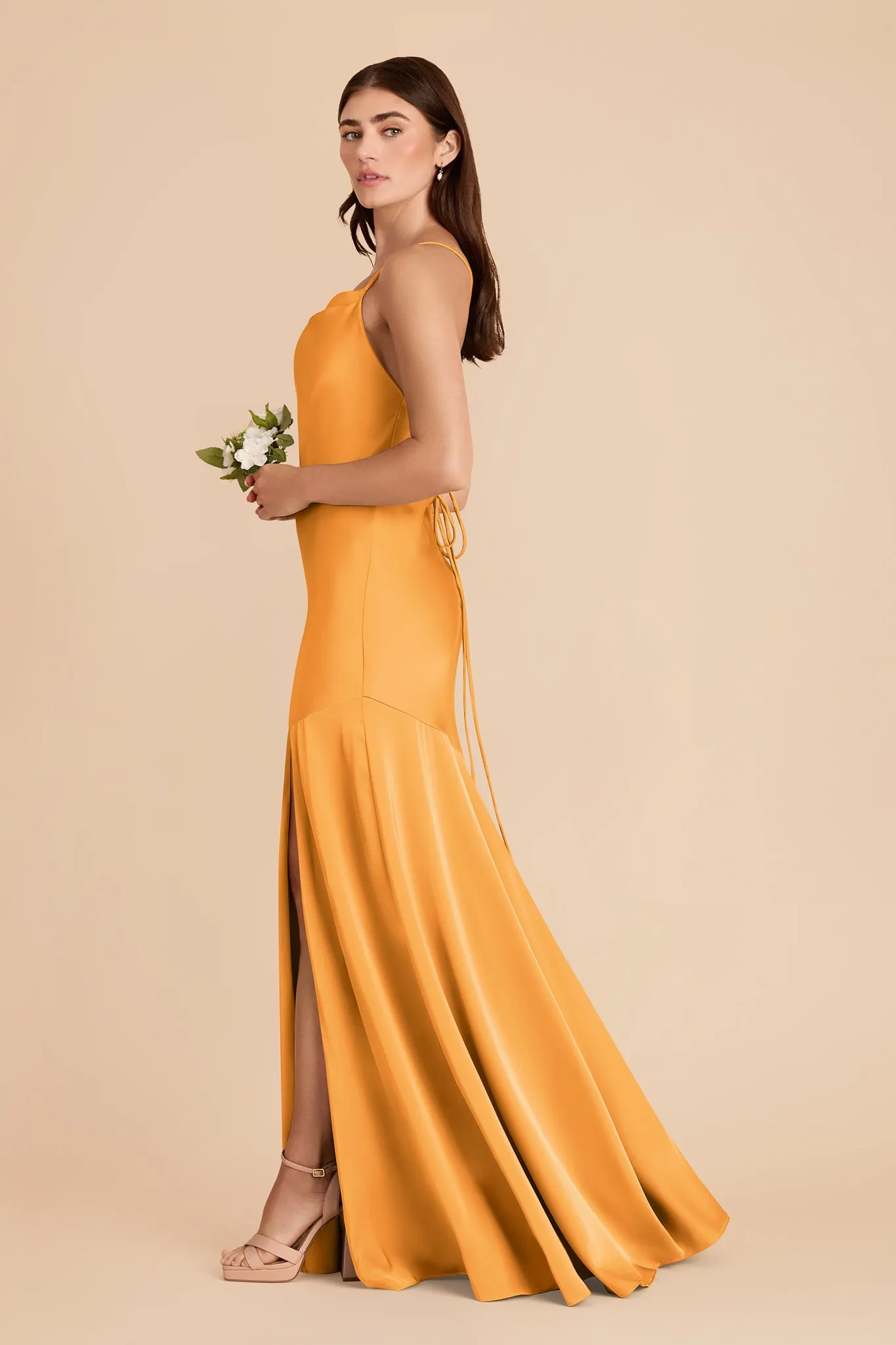 Olivia Matte Satin Dress - Mango sold by Birdy Grey product image thumbnail 4
