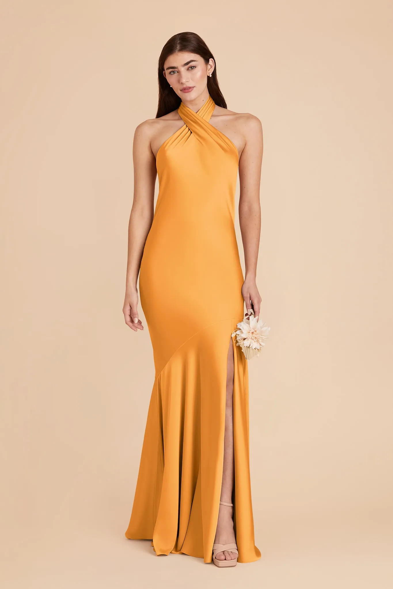 Stephanie Matte Satin Dress - Mango sold by Birdy Grey