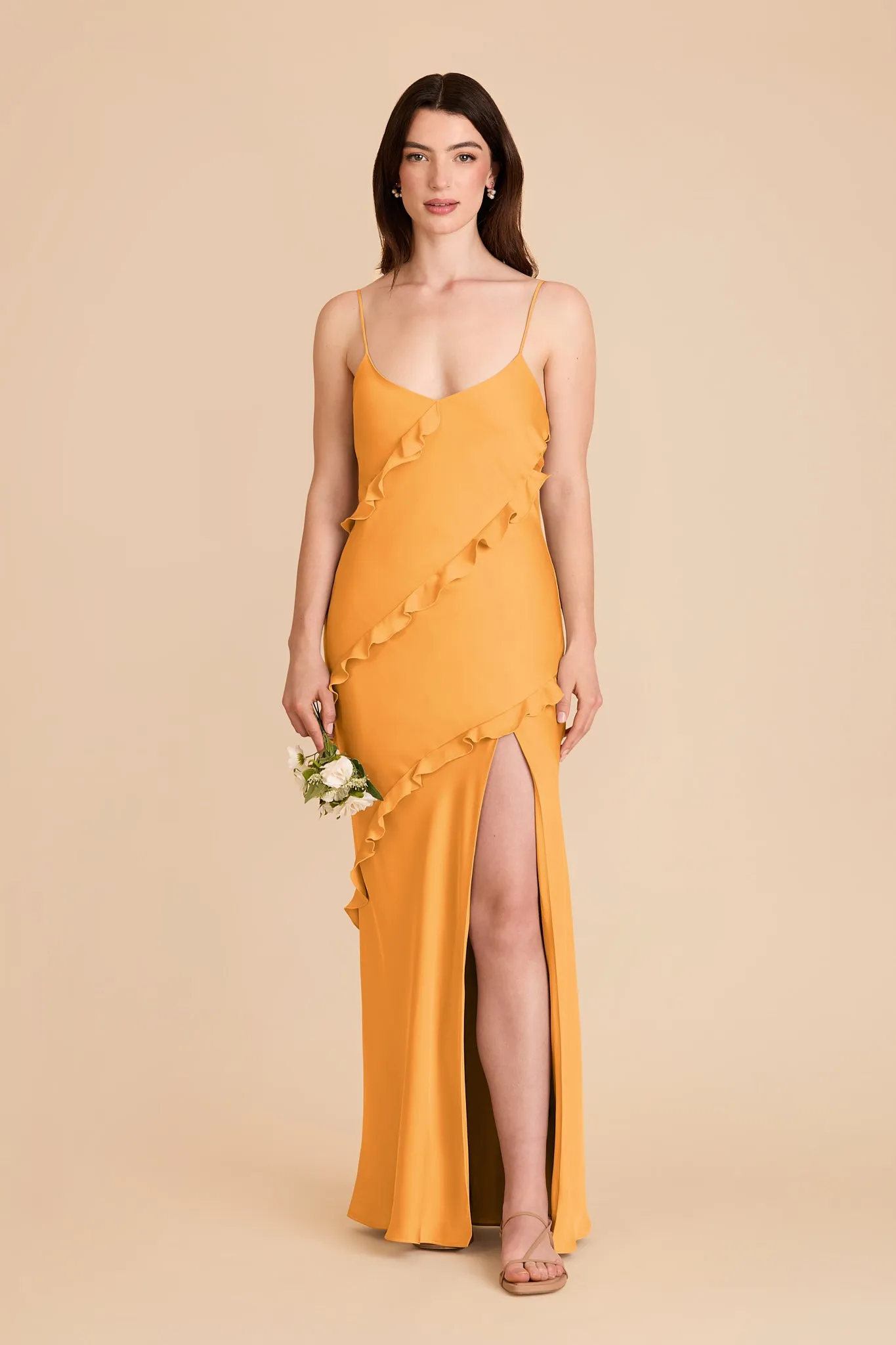 Valentina Matte Satin Dress - Mango sold by Birdy Grey