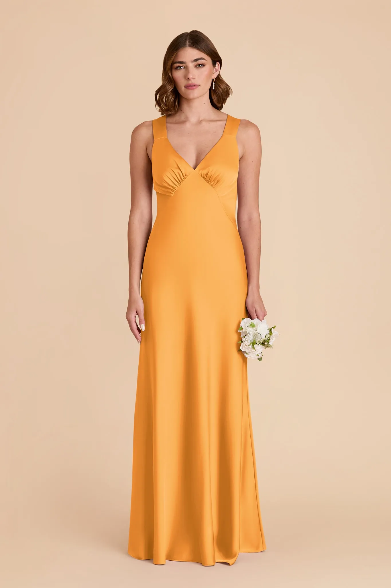 Veronica Matte Satin Dress - Mango sold by Birdy Grey
