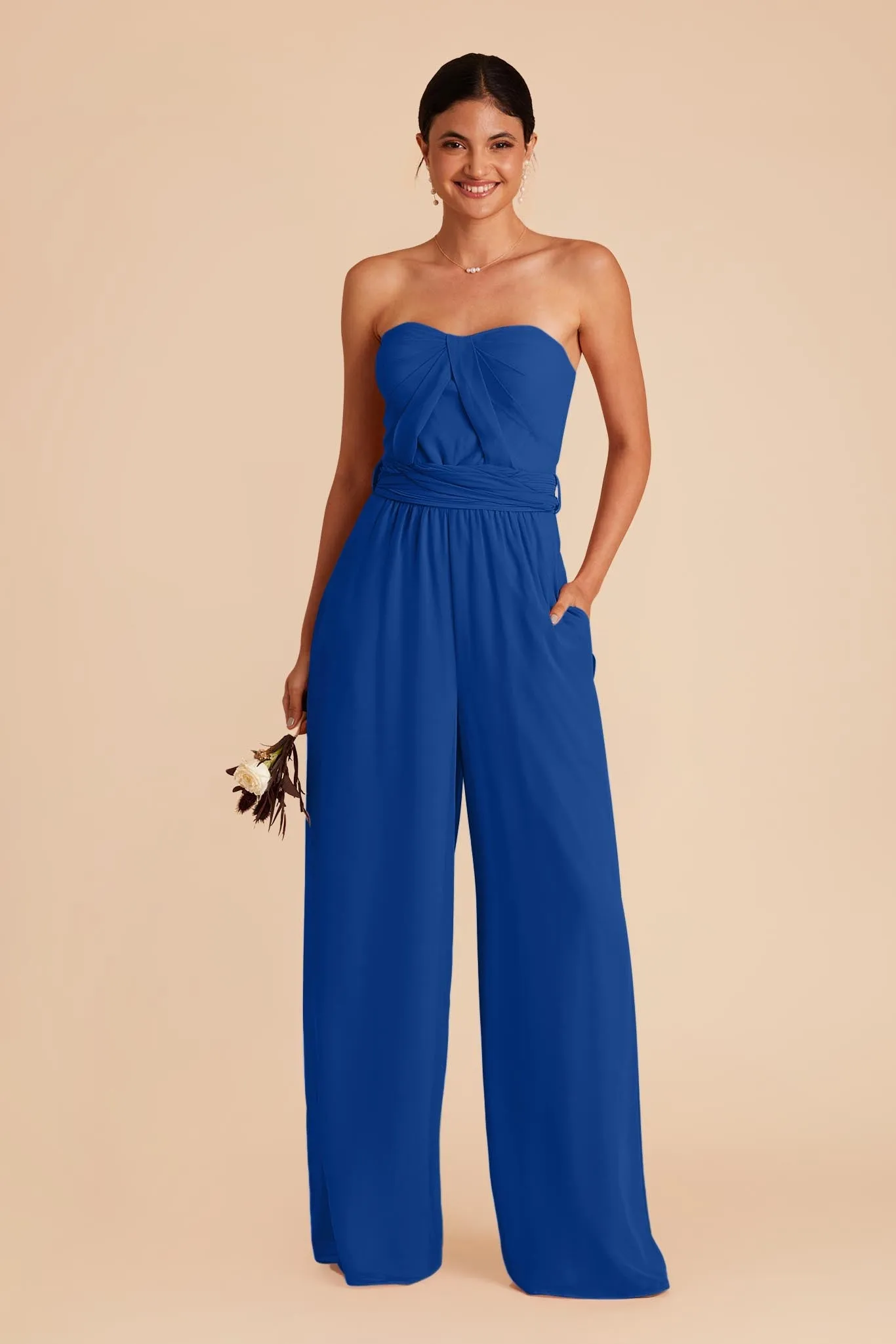 Gigi Chiffon Jumpsuit - Cobalt Blue sold by Birdy Grey
