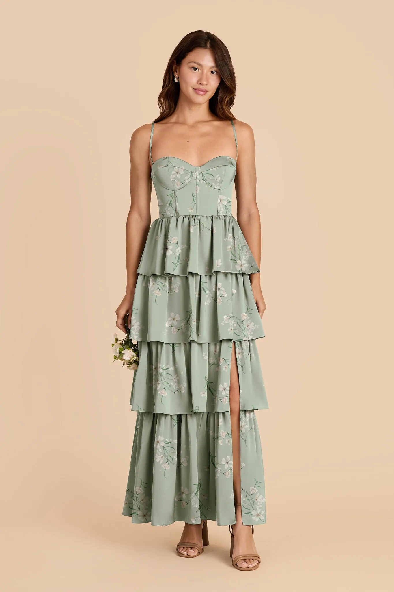 Lola Matte Satin Dress - Sage Le Fleur sold by Birdy Grey