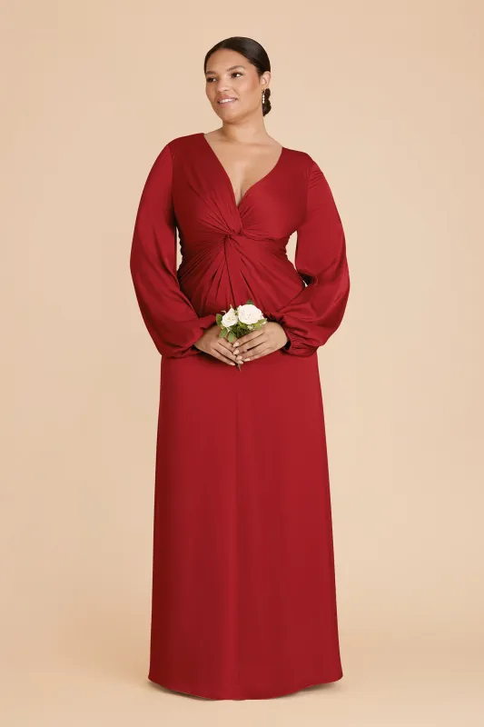 Juniper Matte Satin Dress - Ruby Red sold by Birdy Grey