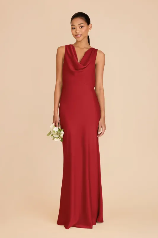Bonnie Matte Satin Dress - Ruby Red sold by Birdy Grey