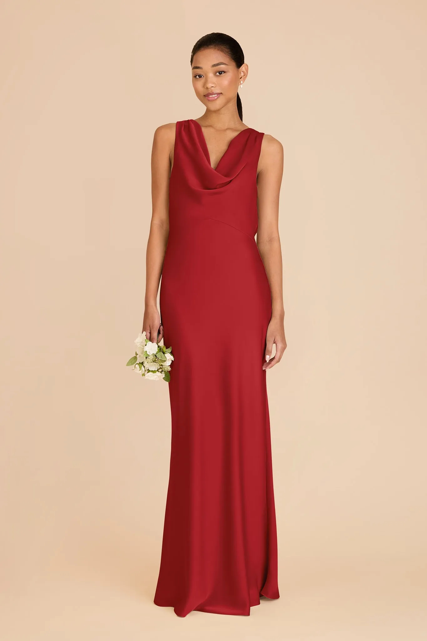 Bonnie Matte Satin Dress - Ruby Red sold by Birdy Grey
